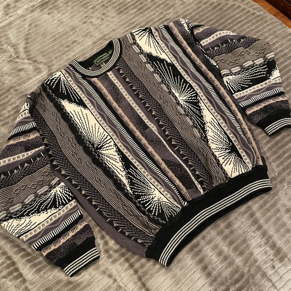 Croft & Barrow Vintage Coogi Style 3D Textured Sweater Grey Black Size Large - Picture 11 of 12